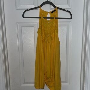 Yellow Lace Detail Sleeveless Tank